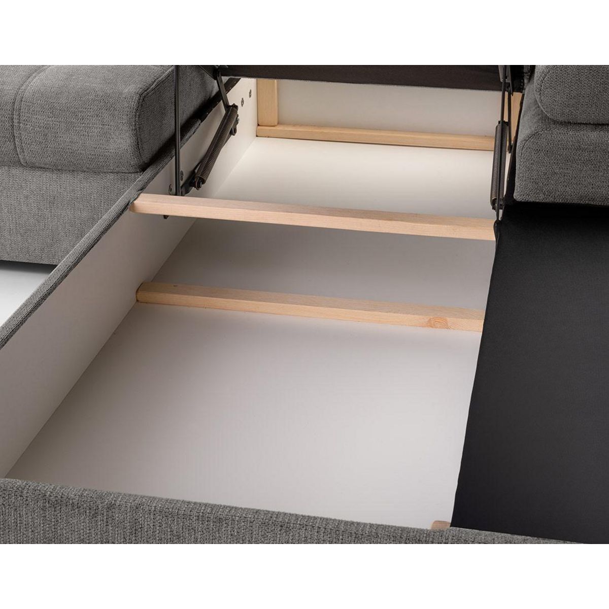 BEST MOBILIER Bianca - canapé d'angle droit 4 places convertible avec coffre en tissu texturé