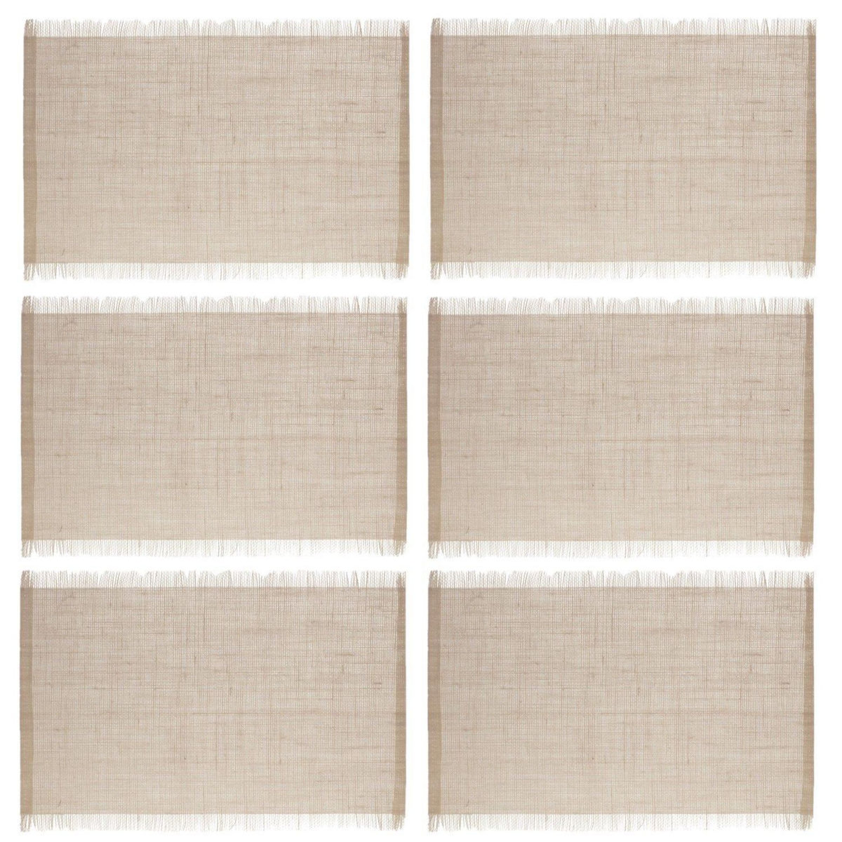 ATMOSPHERA Lot de 6 sets de table à franges - 45 x 30 cm - Naturel