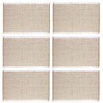 ATMOSPHERA Lot de 6 sets de table à franges - 45 x 30 cm - Naturel