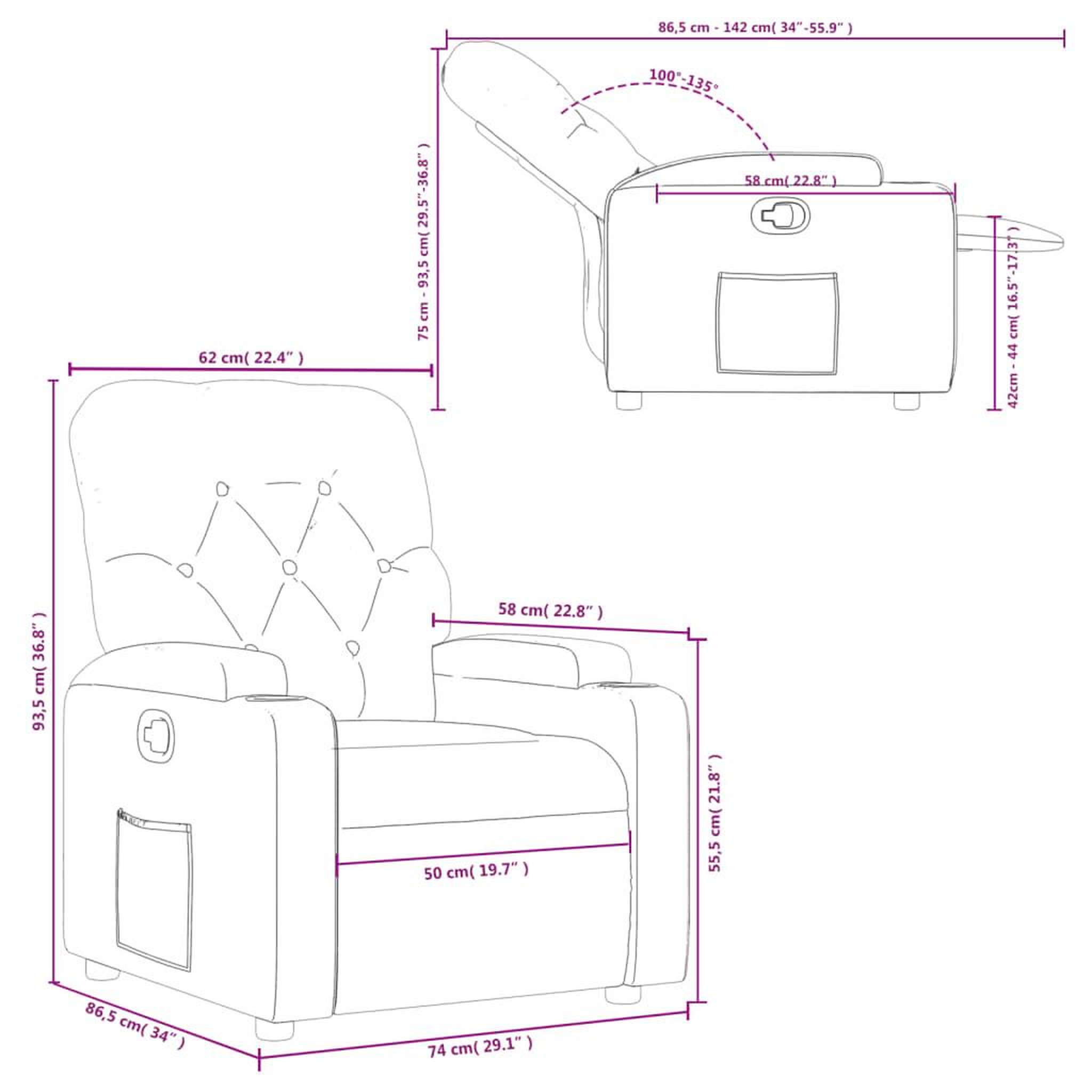Voir la diapositive 6 : VIDAXL Fauteuil inclinable Rouge Similicuir