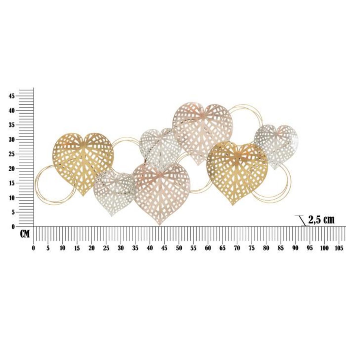 Paris Prix Décoration Murale en Métal  Hearts  91cm Multicolore