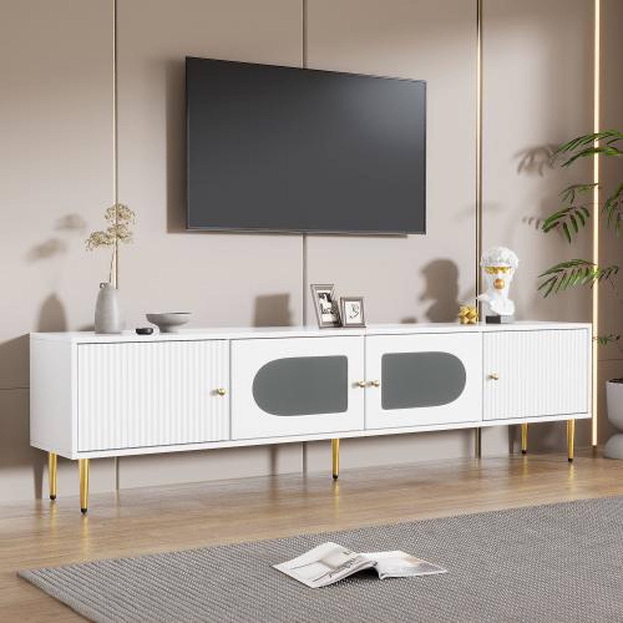 Voir la diapositive 5 : MERAX Meuble tv blanc 170 cm panneau de particules