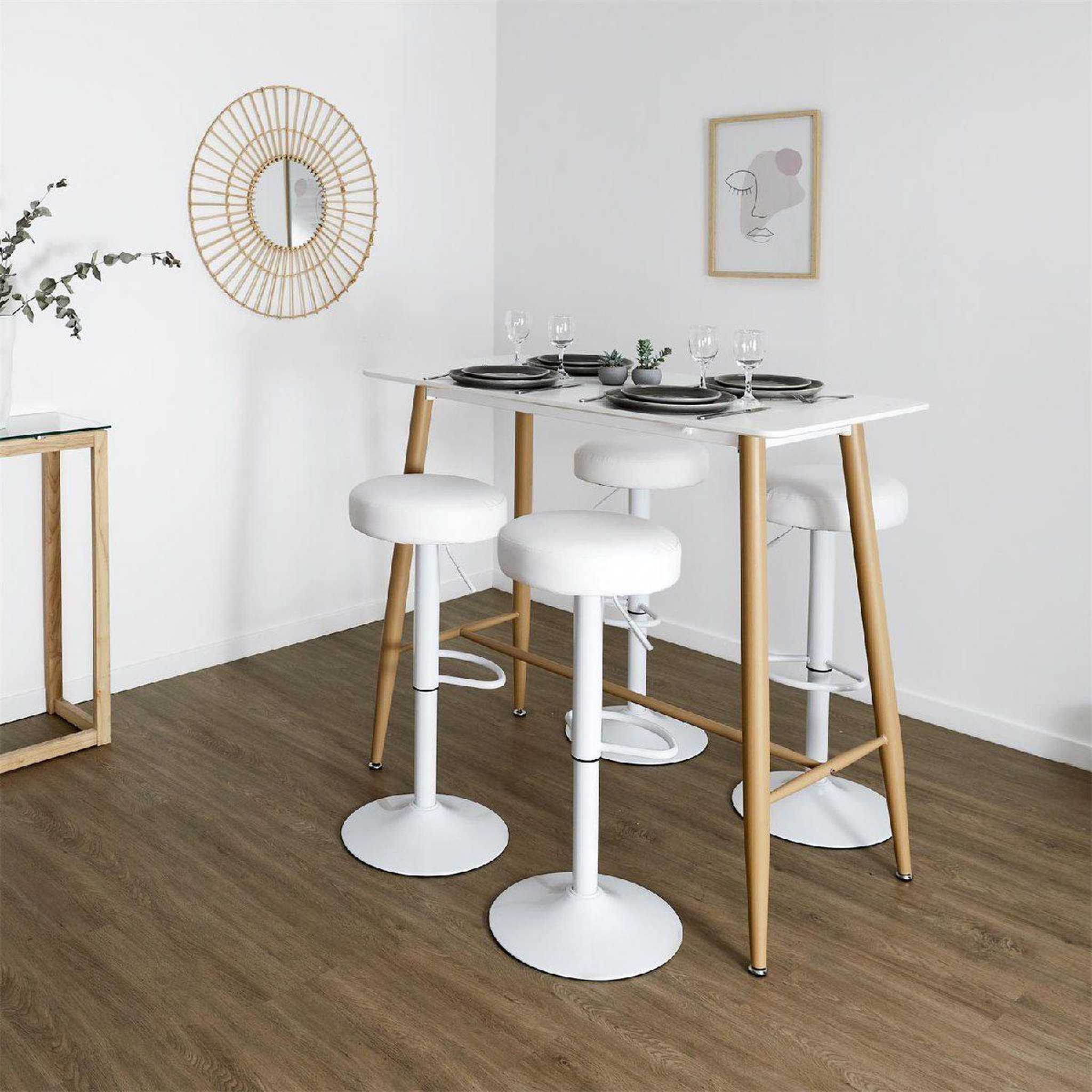 Voir la diapositive 5 : The Home Deco Factory Lot de 2 tabourets de bar  mumford  63-83cm blanc