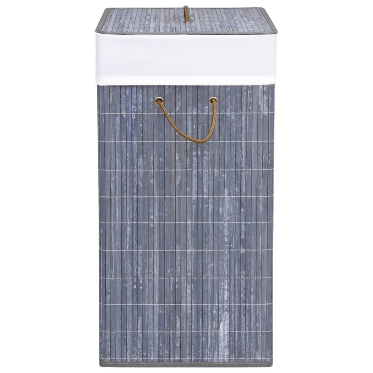 VIDAXL Panier a linge avec 2 sections bambou gris 100 L