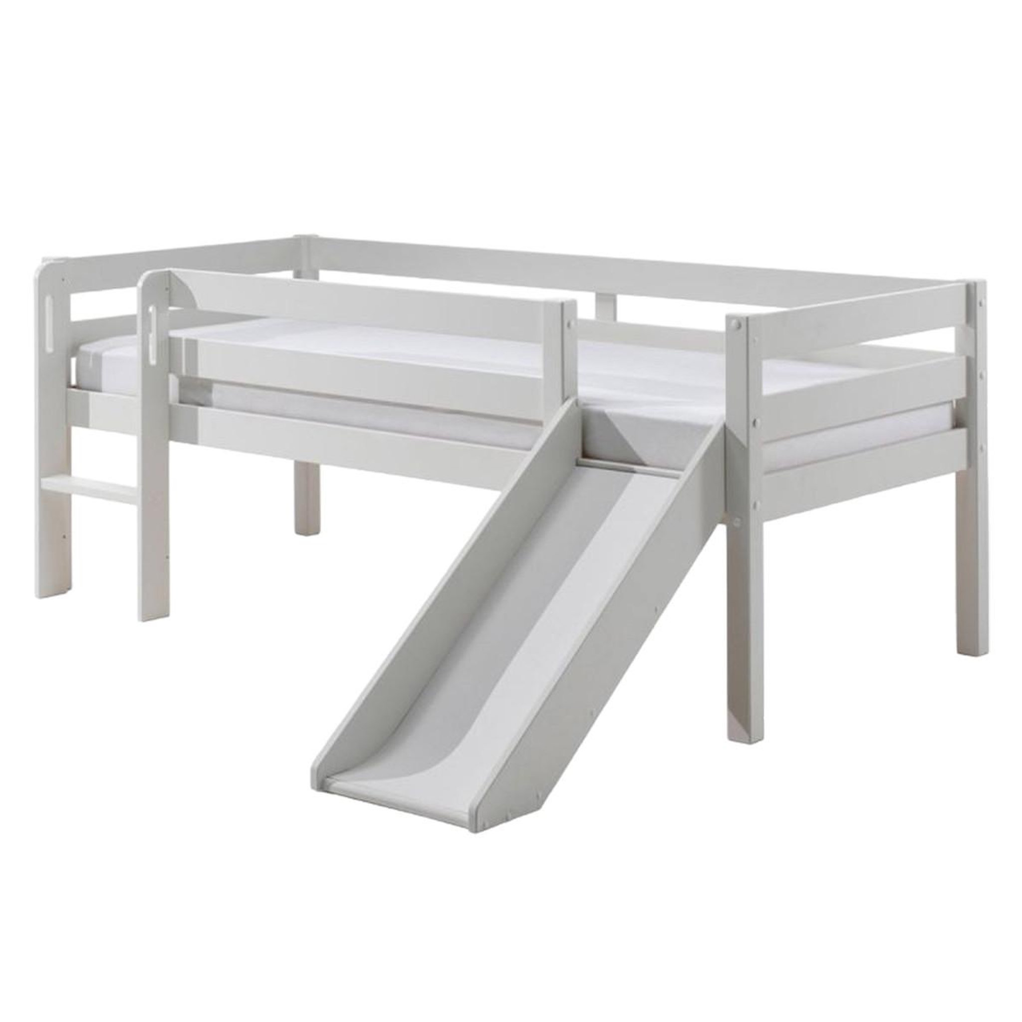 Paris Prix Lit enfant surélevé & toboggan  pino  90x200cm blanc