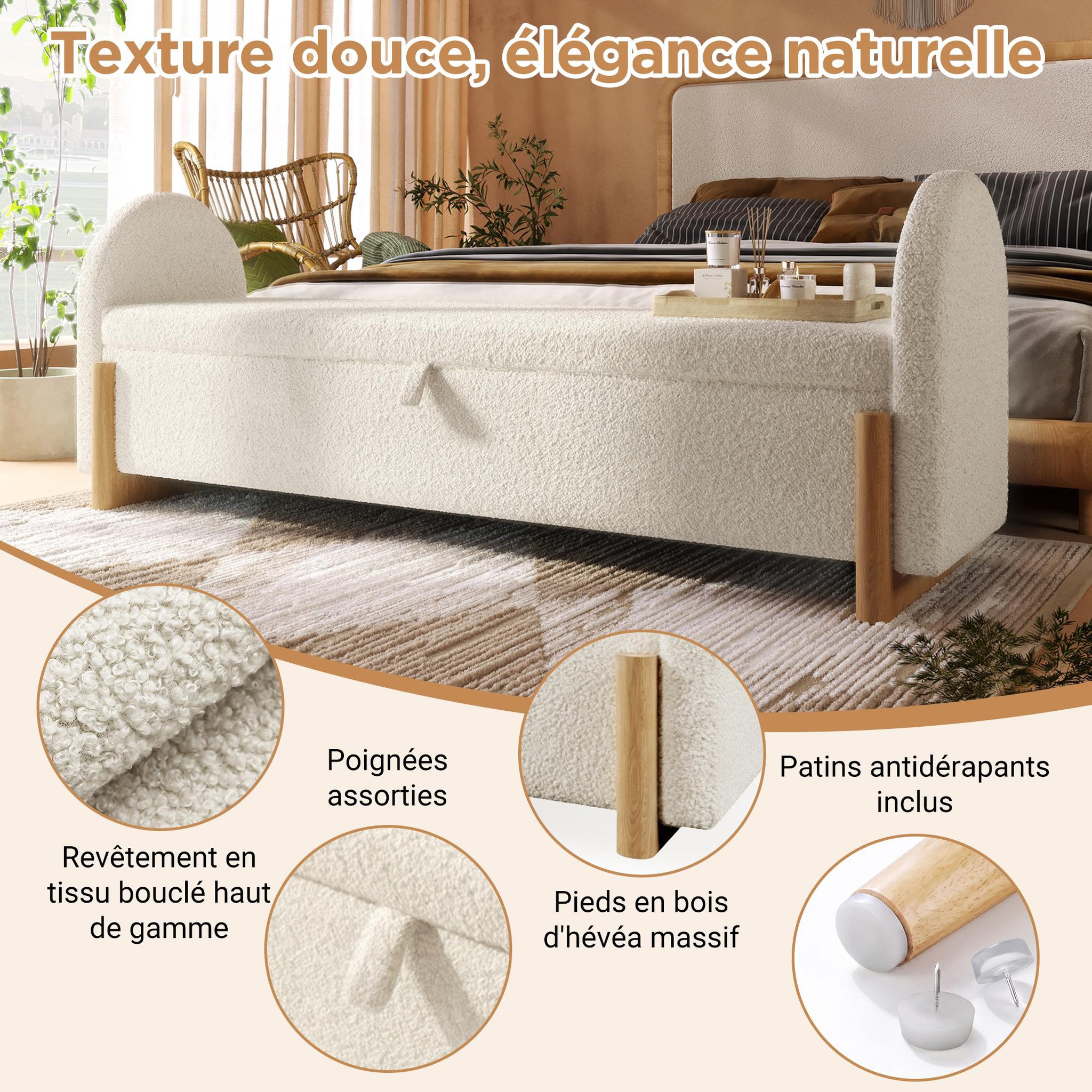Voir la diapositive 5 : MERAX Banc coffre avec rangement hydraulique bouclé
