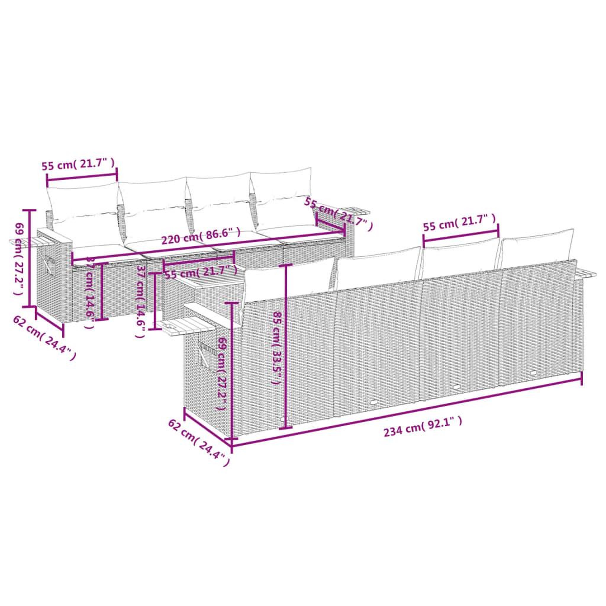 Voir la diapositive 6 : VIDAXL Salon de jardin 9 pcs avec coussins noir resine tressee