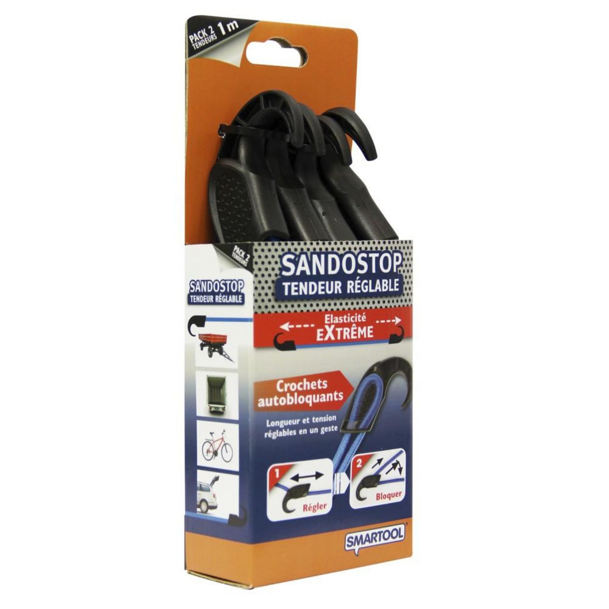 CENTRALE BRICO Lot de 2 tendeurs élastique, Diam.8 mm x L.1 m