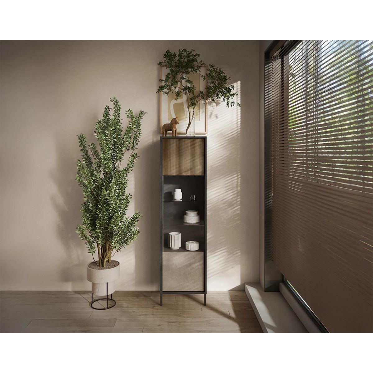 BEST MOBILIER Jules - vitrine - 1 porte - 55x203 cm