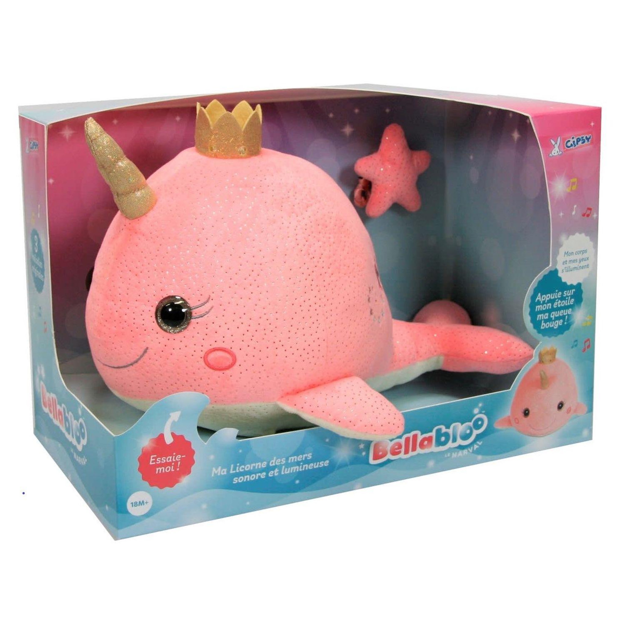 Voir la diapositive 3 : GIPSY Peluche licorne des mers sons et lumières 35 cm 