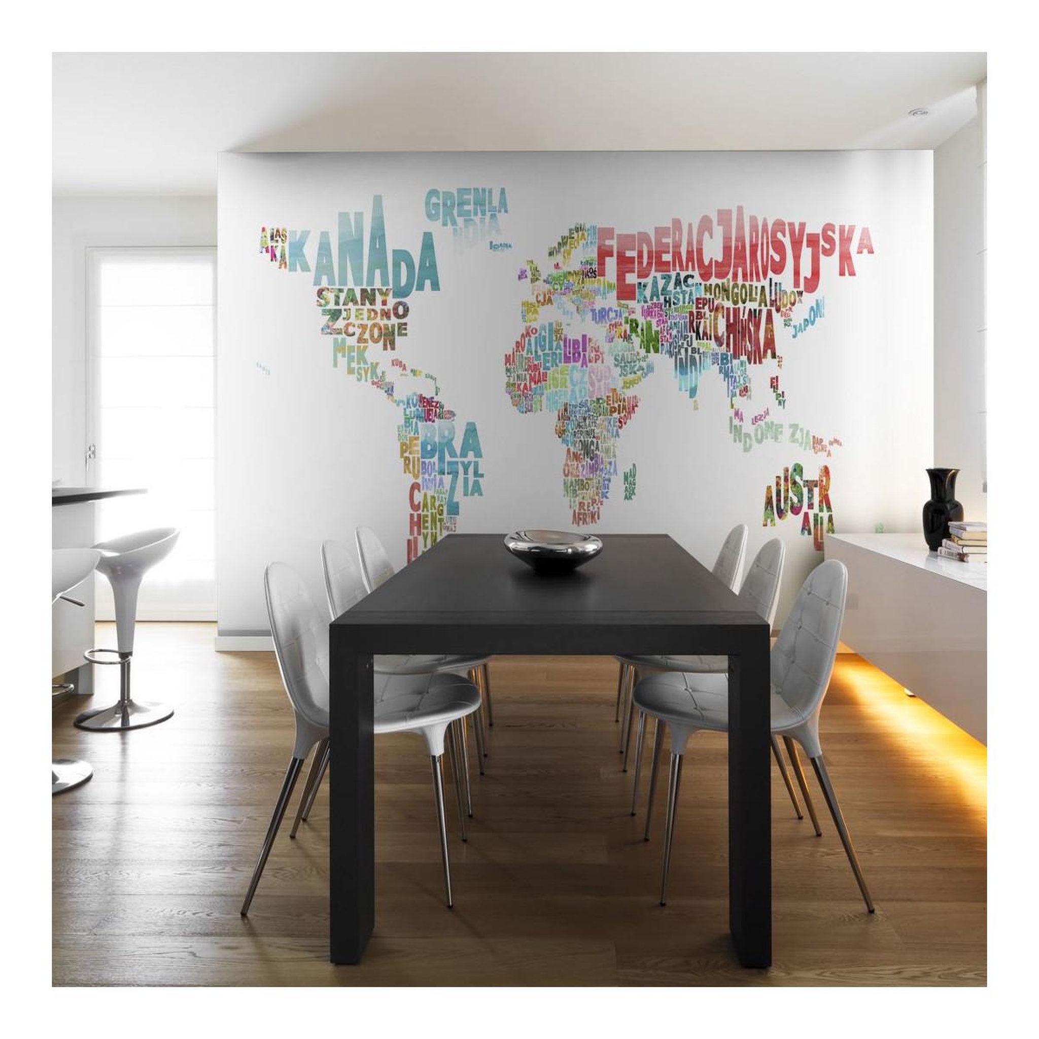 Paris Prix Papier peint  carte monde en français. Coloris disponibles : Multicolore