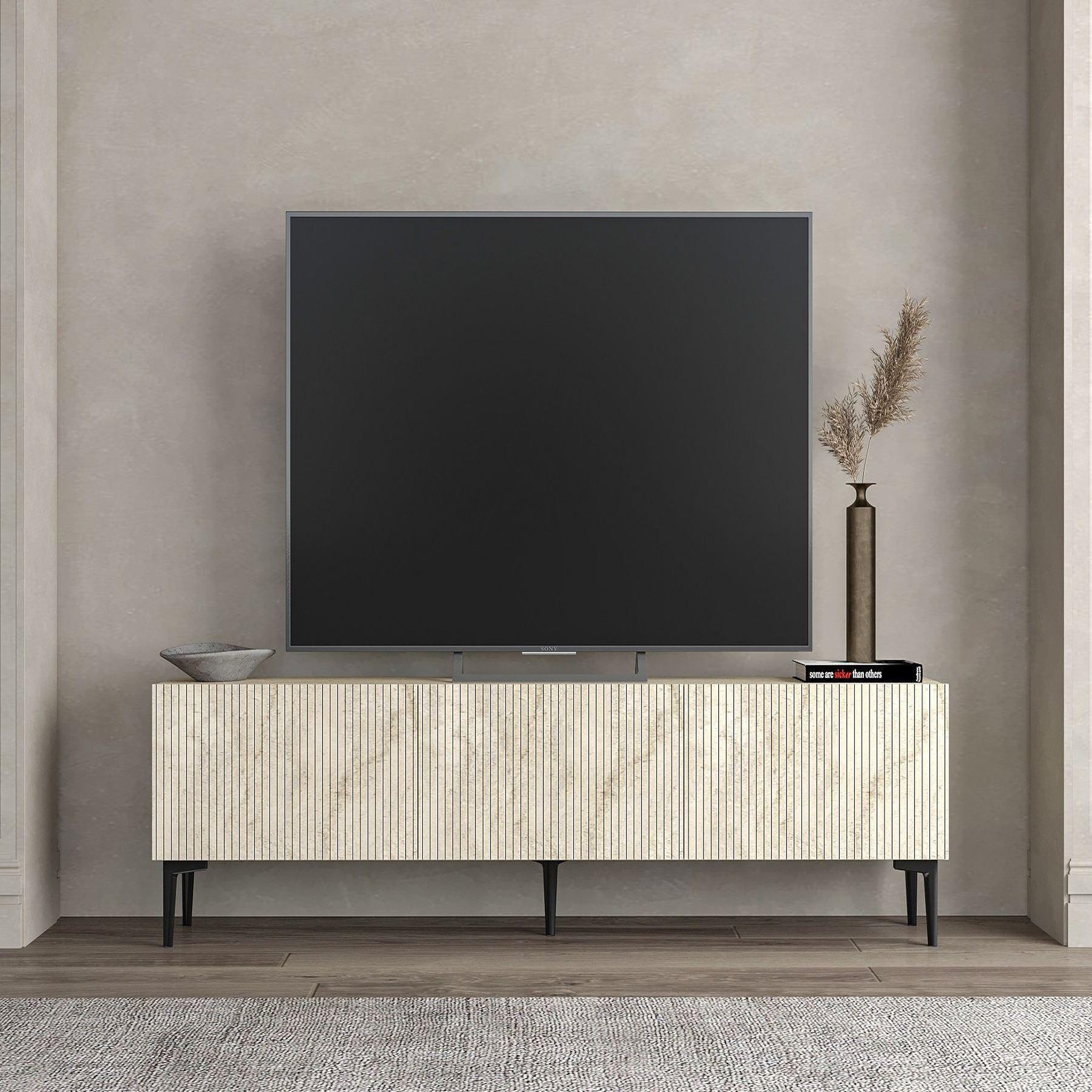 Voir la diapositive 2 : Habitat et Jardin Meuble tv en bois  oscar  - 180 x 31 x 45 cm - beige