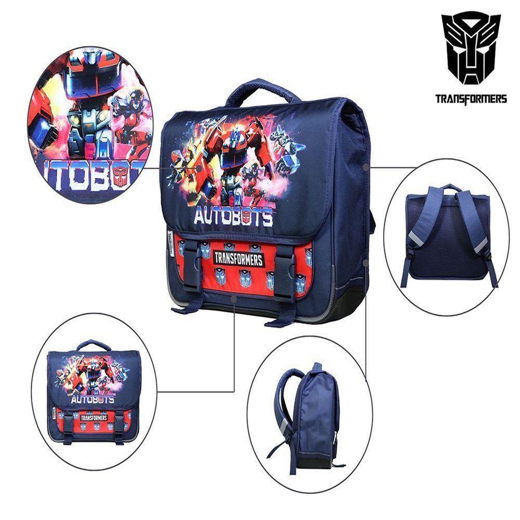 Voir la diapositive 5 : Bagtrotter BAGTROTTER Cartable 38 cm Hasbro Transformers Bleu