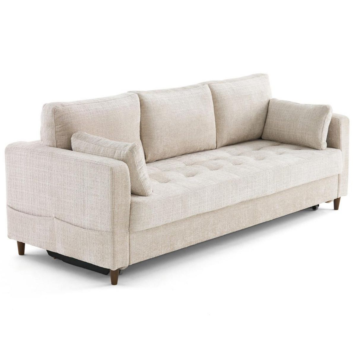 LISA DESIGN Anna - canapé droit 3 places convertible avec poche en velours texturé