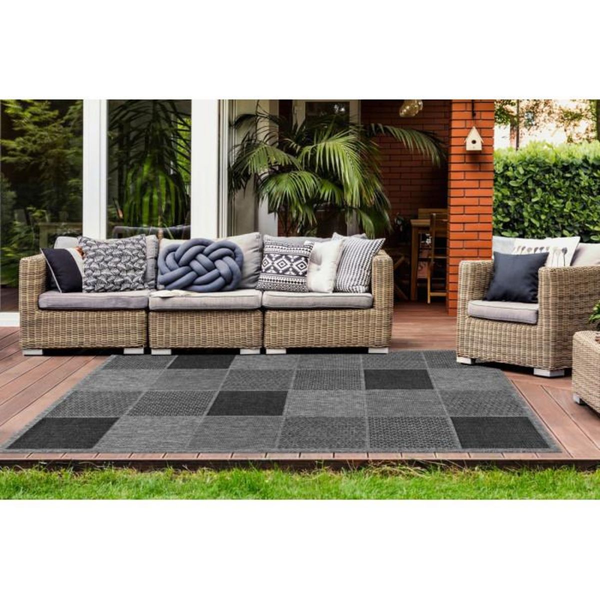 Paris Prix Tapis Effet Damier à Poils Courts  Sulawesi  Argent