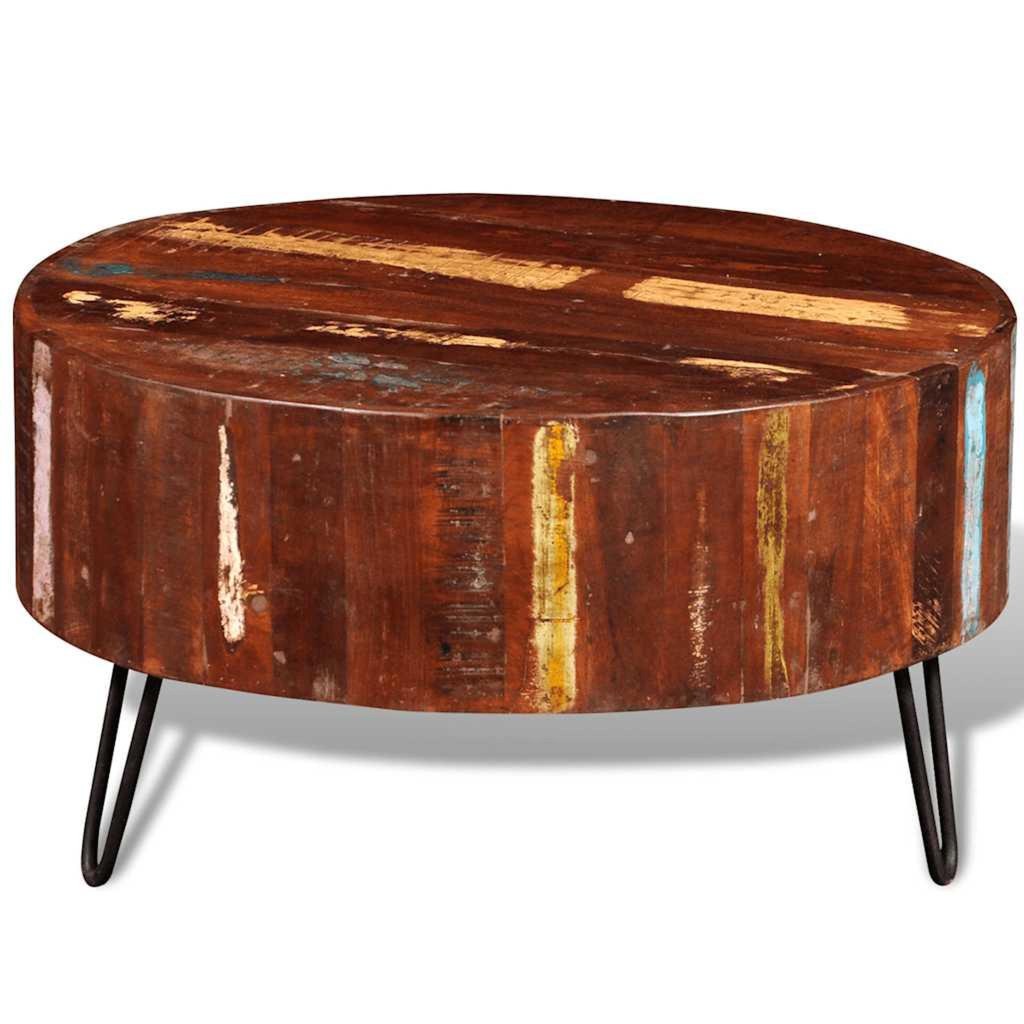 Voir la diapositive 4 : VIDAXL Table basse ronde Bois massif de recuperation