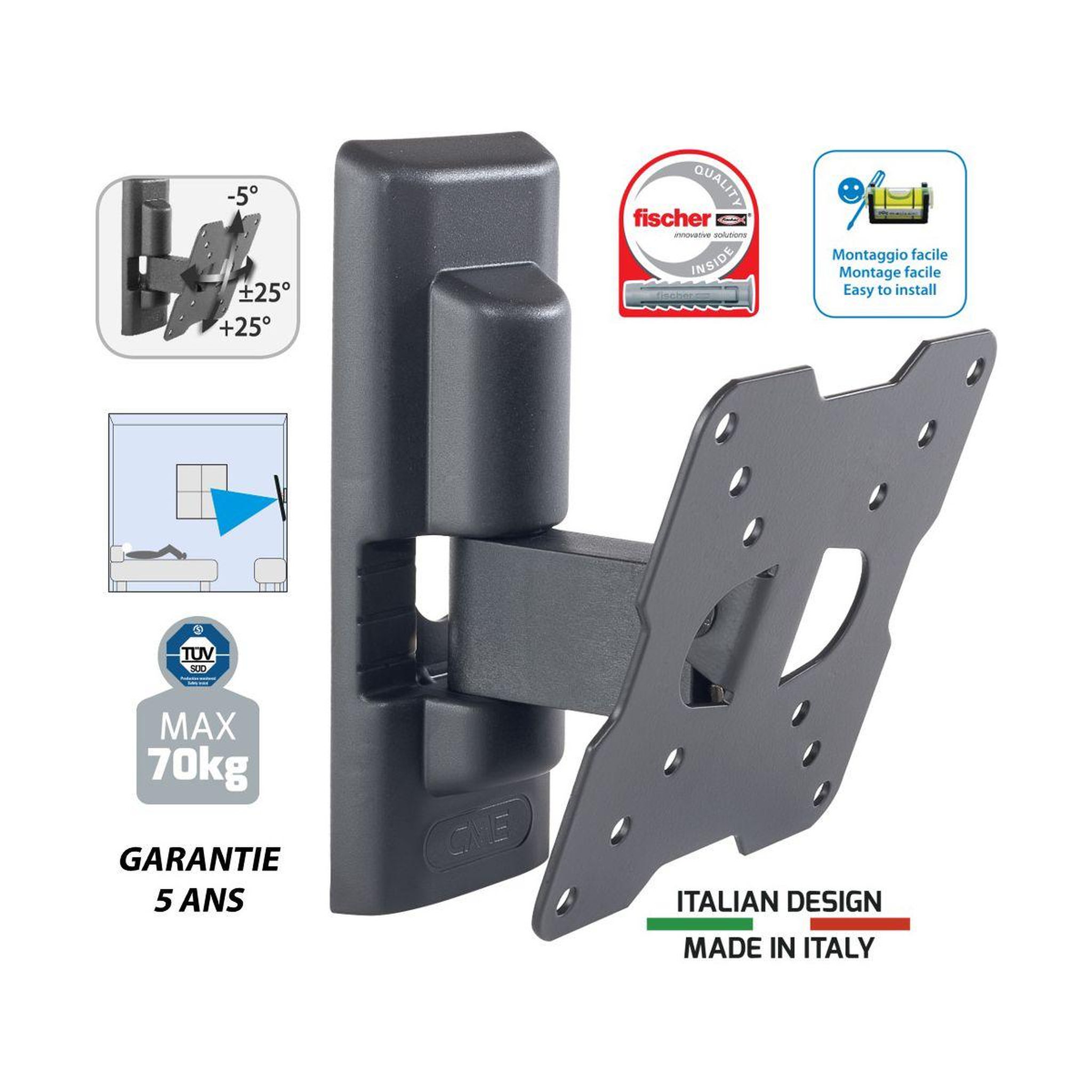 Voir la diapositive 4 : Meliconi Support mural TV ETR-100 FLAT 14-25 pouces