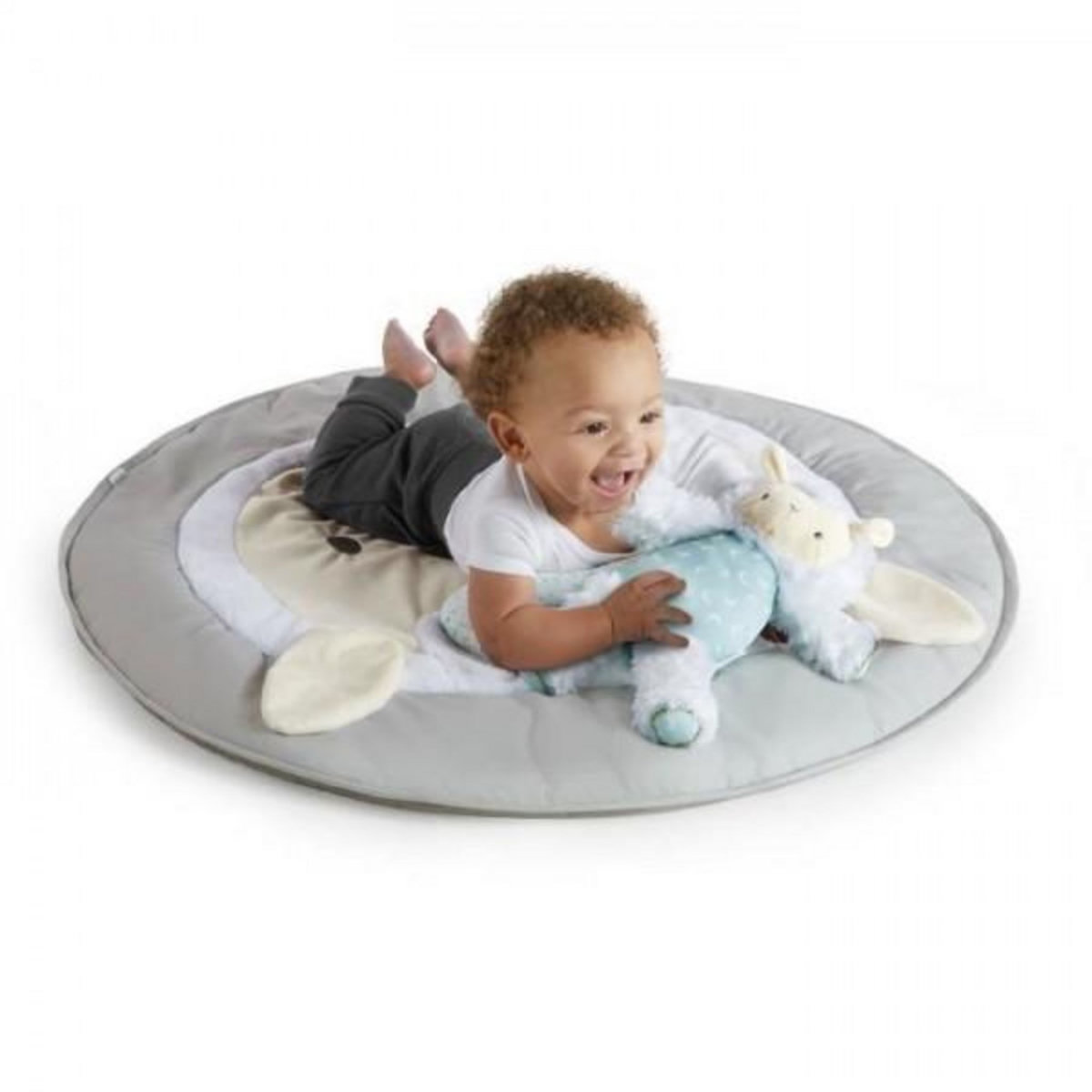 MARKET24 INGENUITY Tapis de sol éveil évolutif - Petit Mouton - Arche de jeu amovible, 5 jouets sensoriels, peluche mouton, miroir, cou
