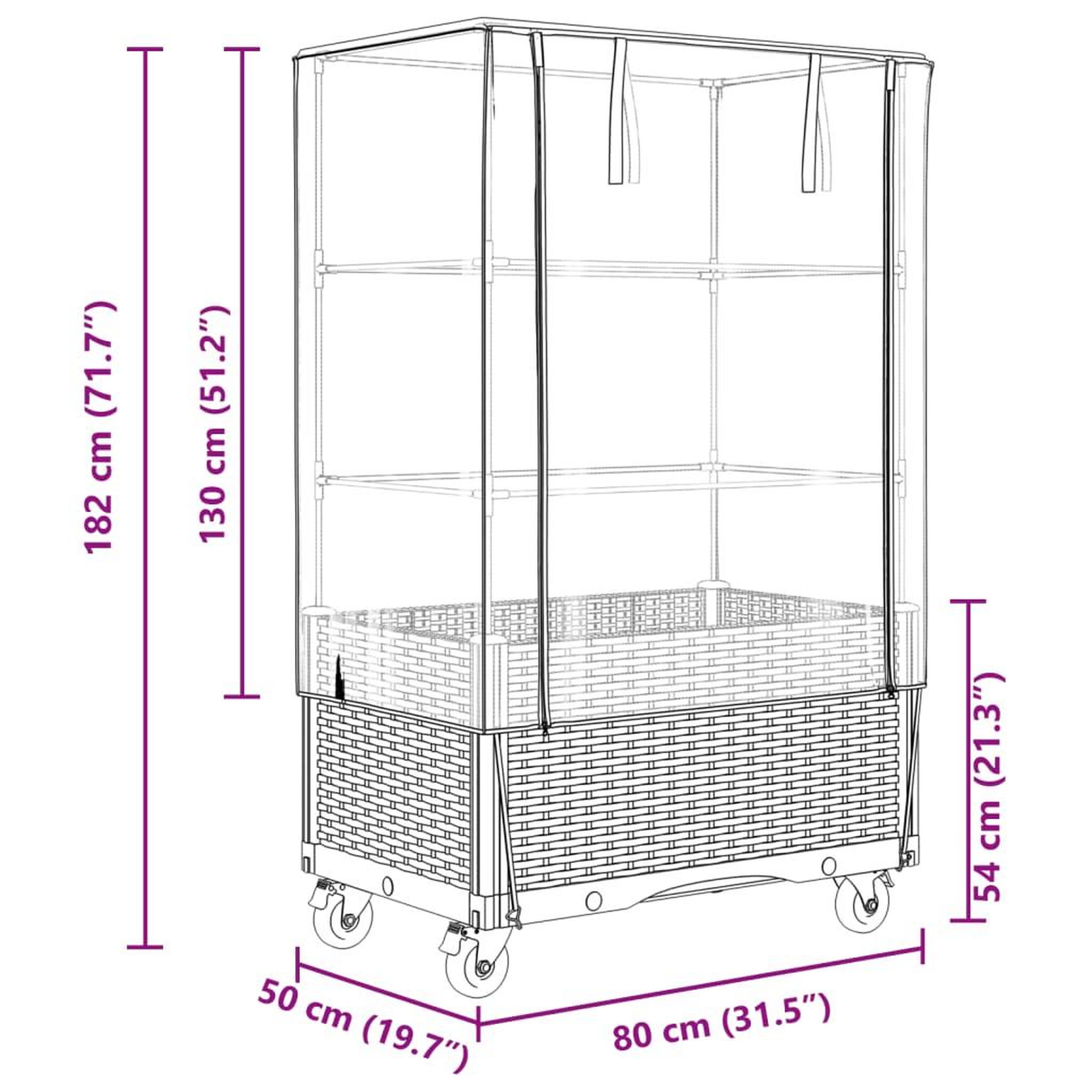 Voir la diapositive 6 : VIDAXL Jardiniere surelevee avec housse et roues aspect rotin