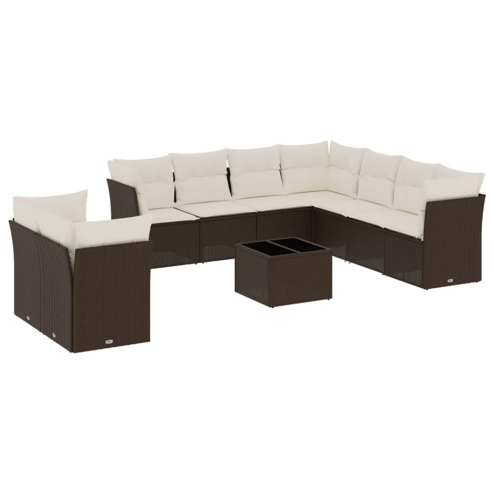 Voir la diapositive 2 : VIDAXL Salon de jardin 10 pcs avec coussins marron resine tressee