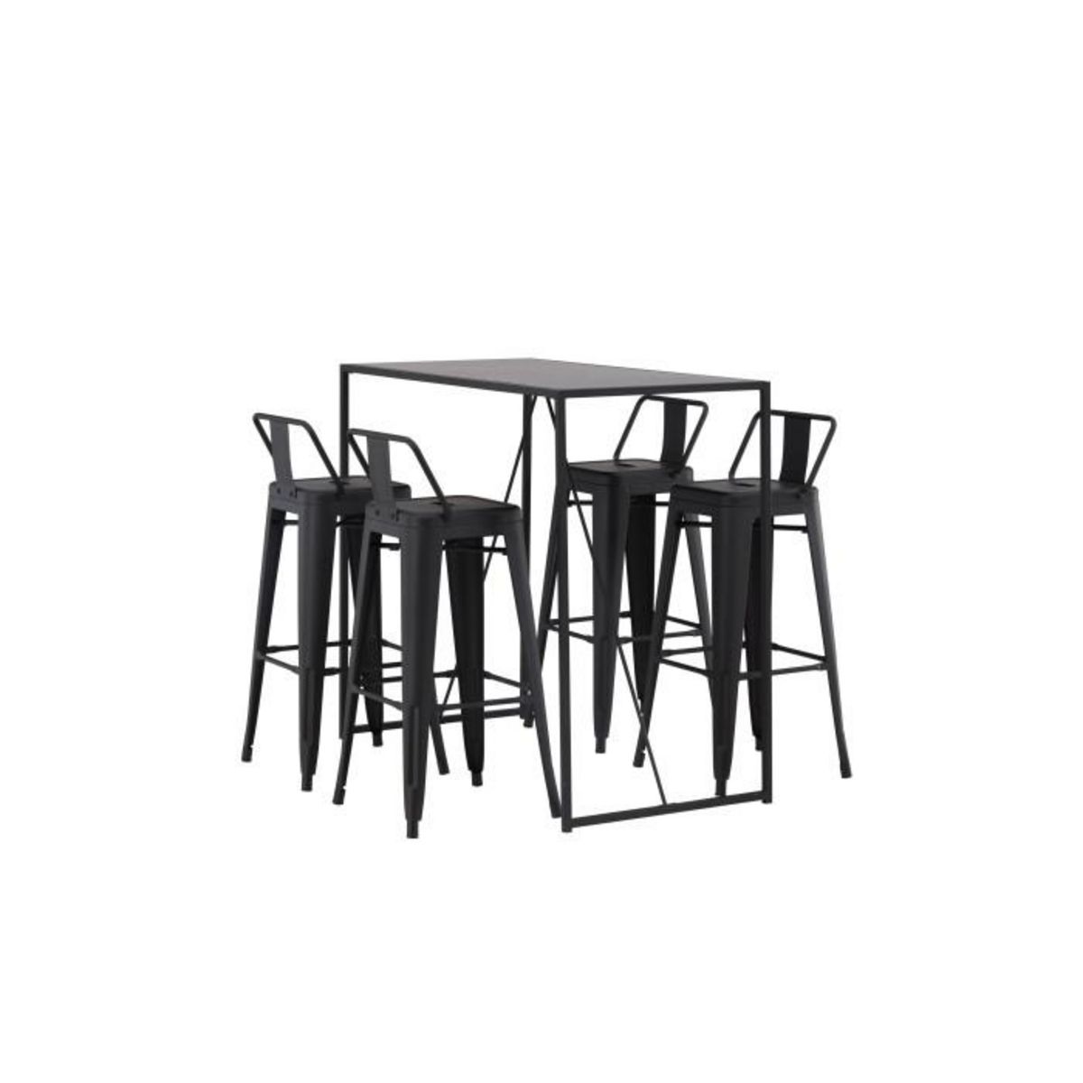 Paris Prix Ensemble Table de Bar & 4 Tabourets  Brea & Tempe  120cm Noir