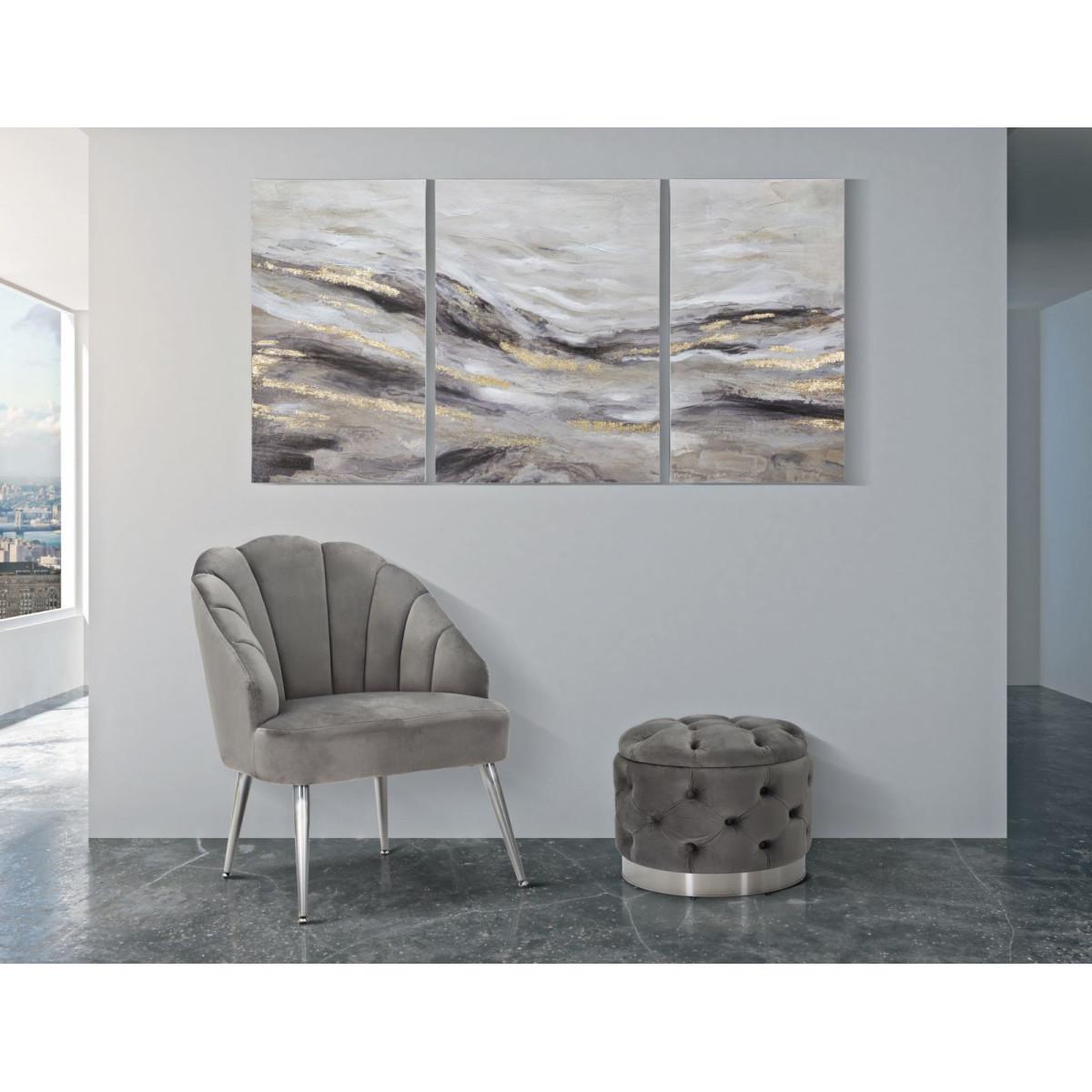 Voir la diapositive 5 : Paris Prix Lot de 3 toiles peinture déco  monty  80x150cm multicolore