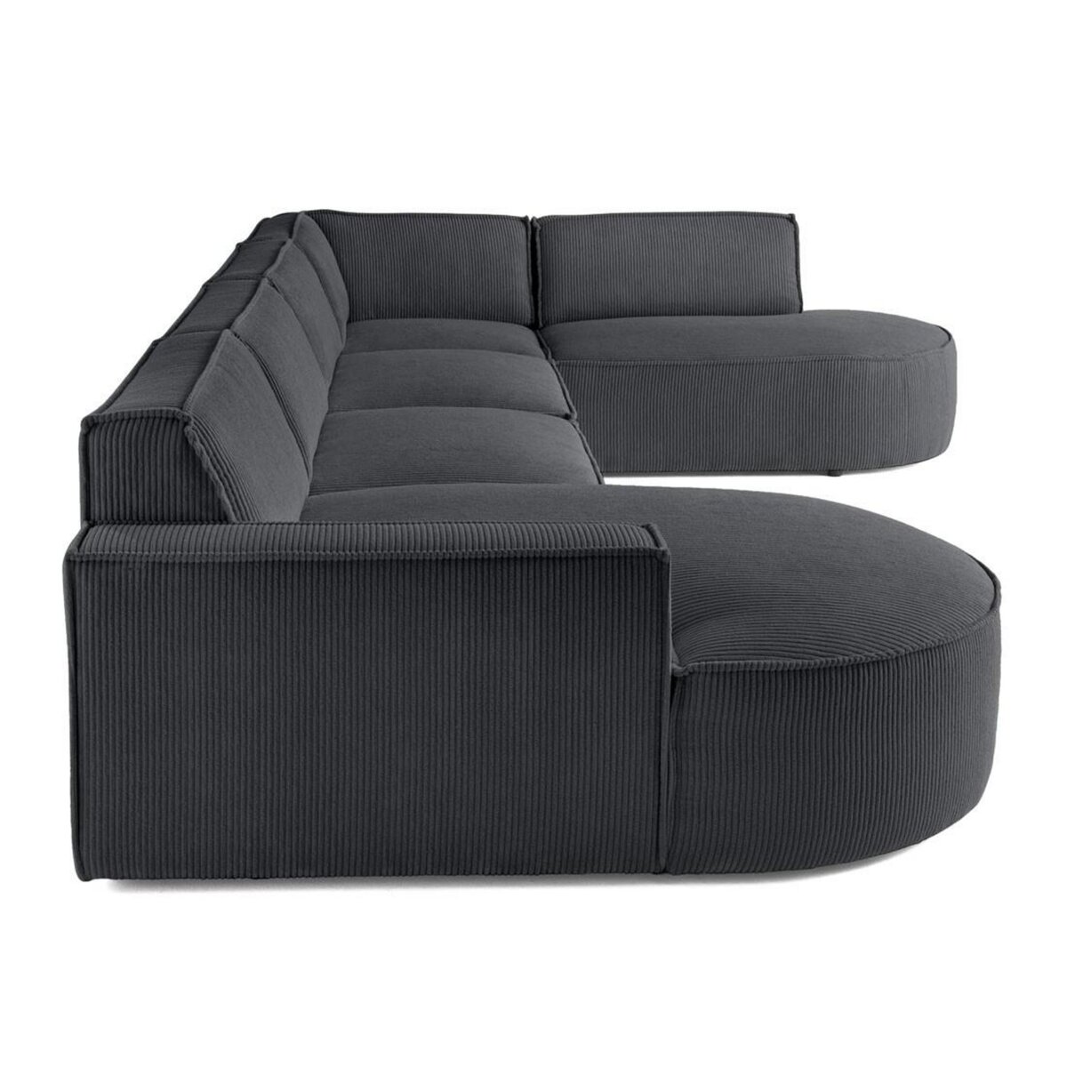 LISA DESIGN Spiaggia - canapé panoramique d'angle droit - 7 places - en velours côtelé