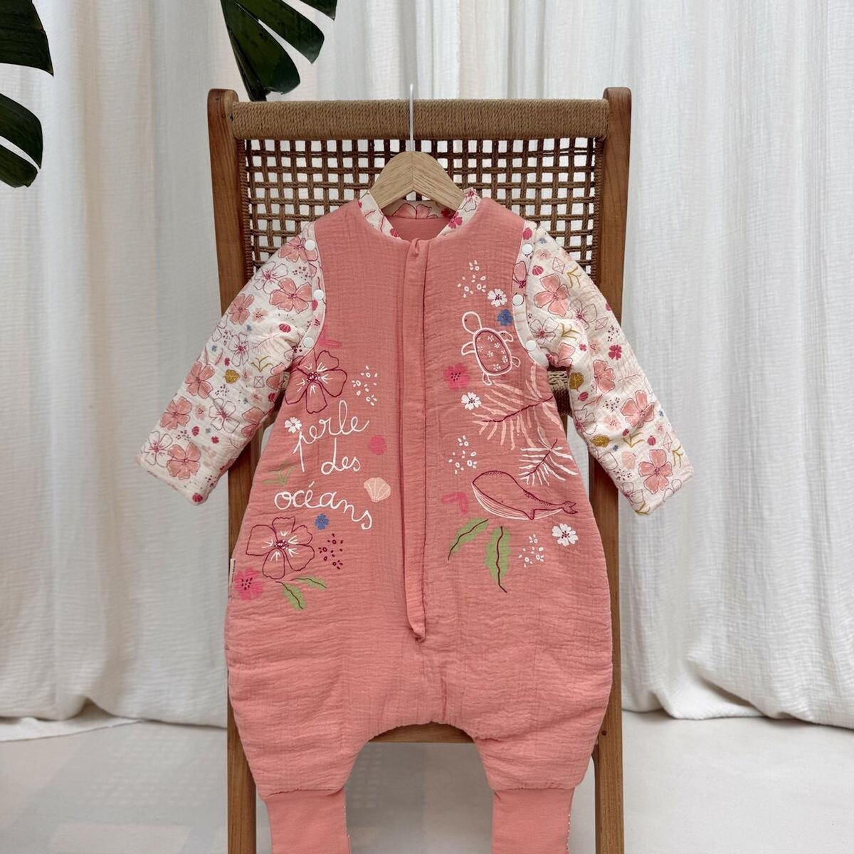 Petit Béguin Turbulette TOG 2 en gaze de coton avec pieds retroussables et manches amovibles Santa Giulia