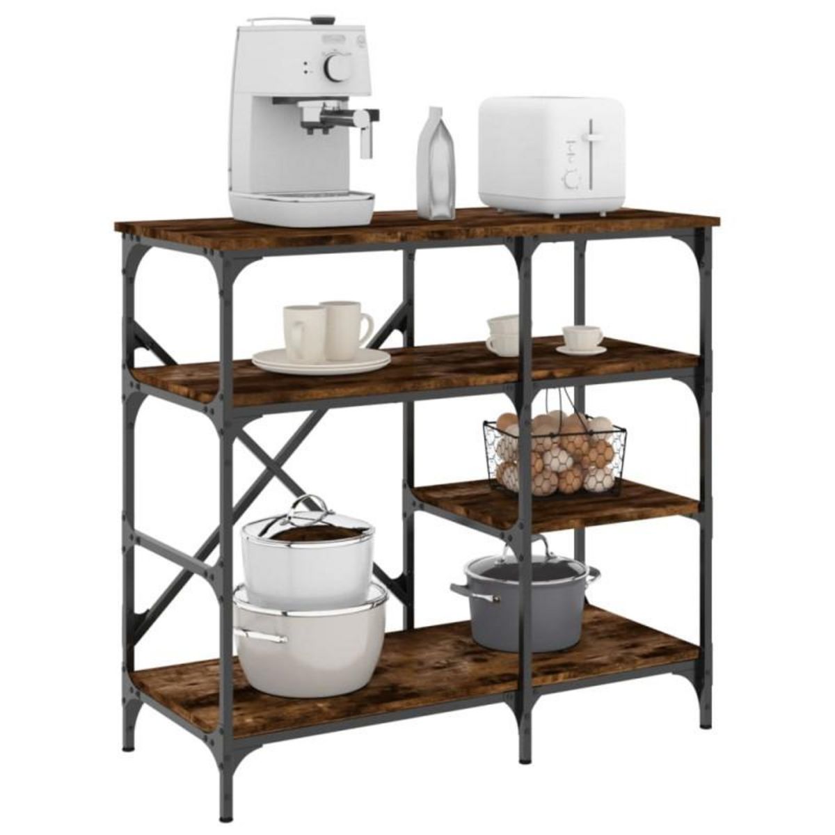 VIDAXL Support de boulanger chêne fumé bois d'ingénierie et métal
