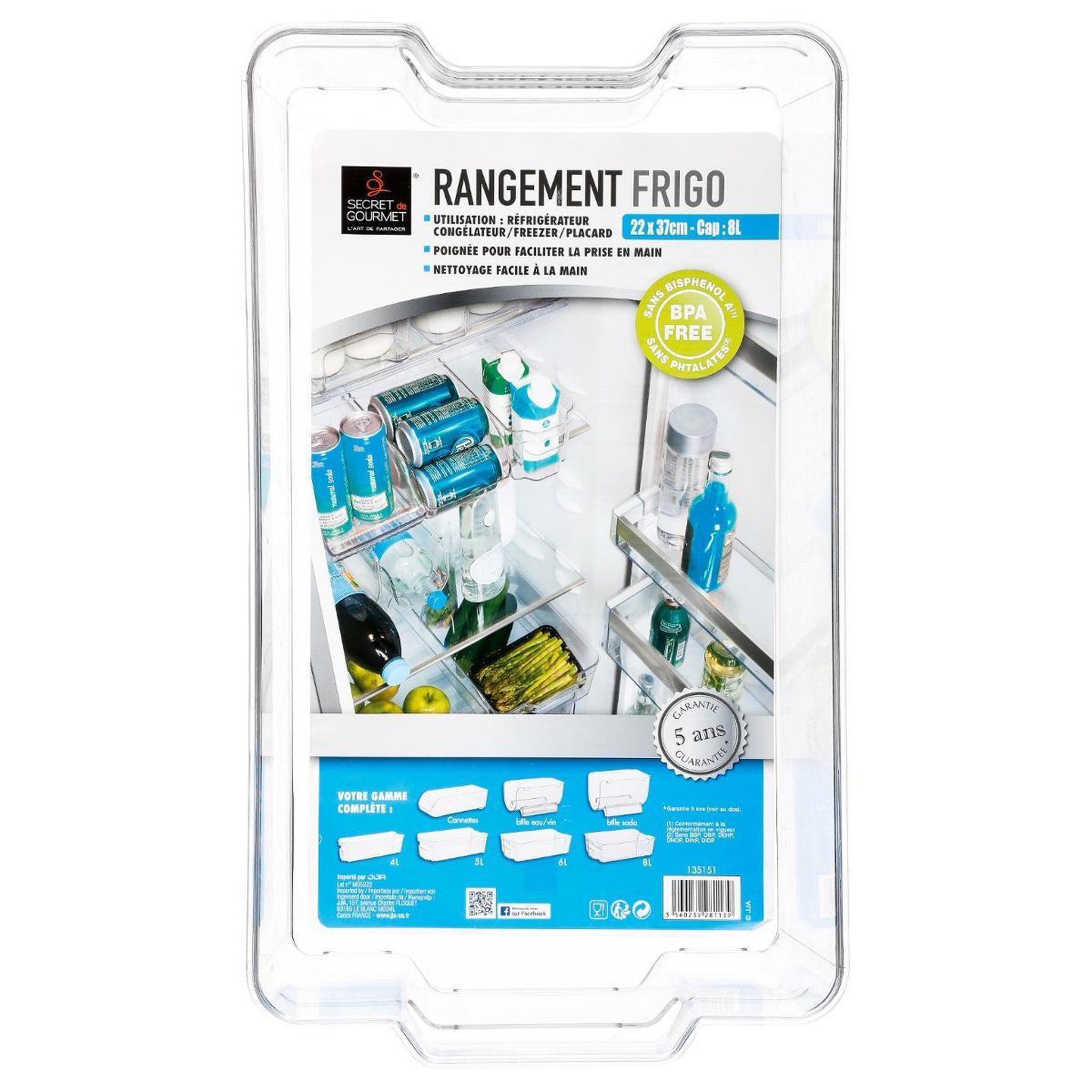 Voir la diapositive 3 : FIVE Bac de rangement  frigo  8l transparent