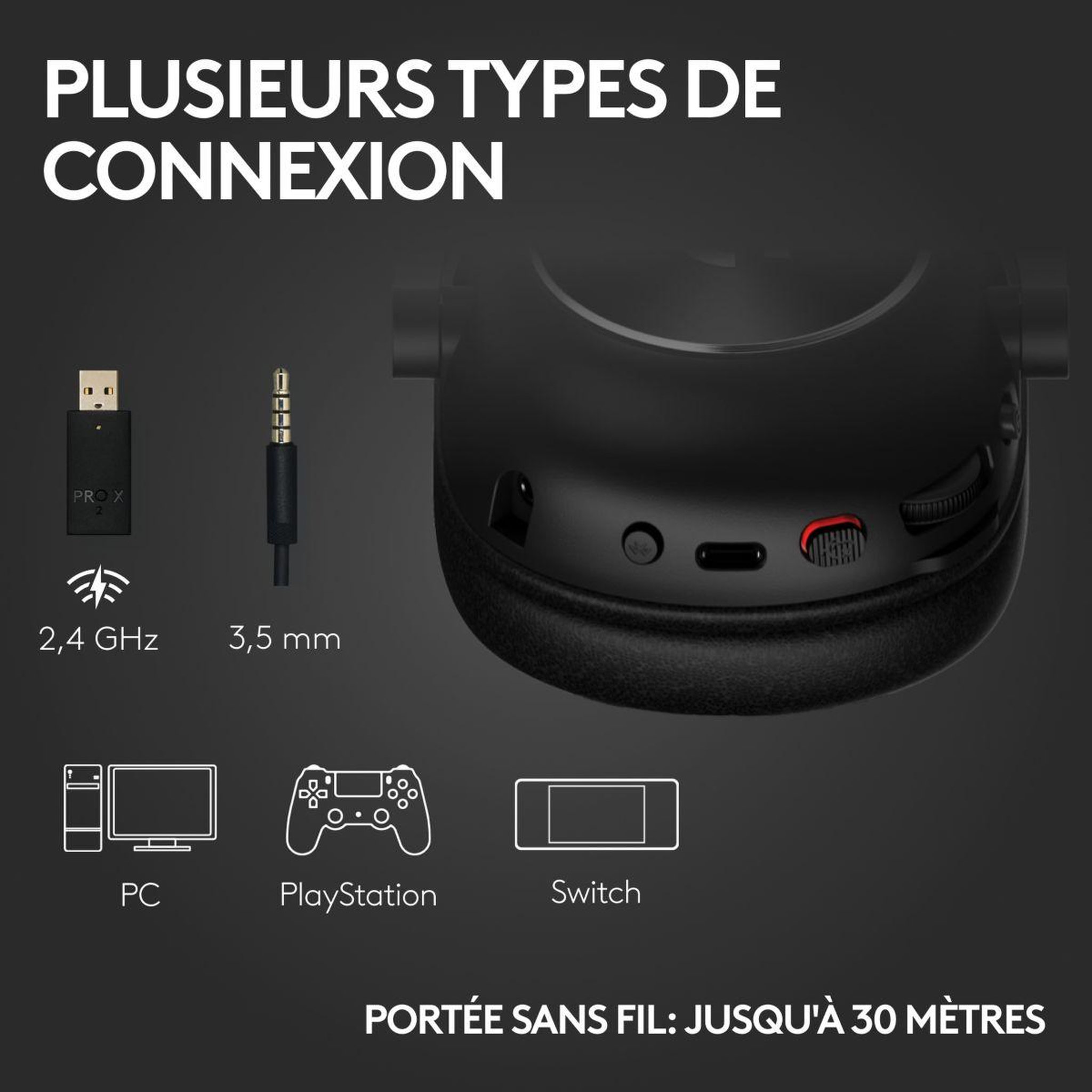 Voir la diapositive 5 : Logitech Casque gamer G PRO X 2 Lightspeed - Noir