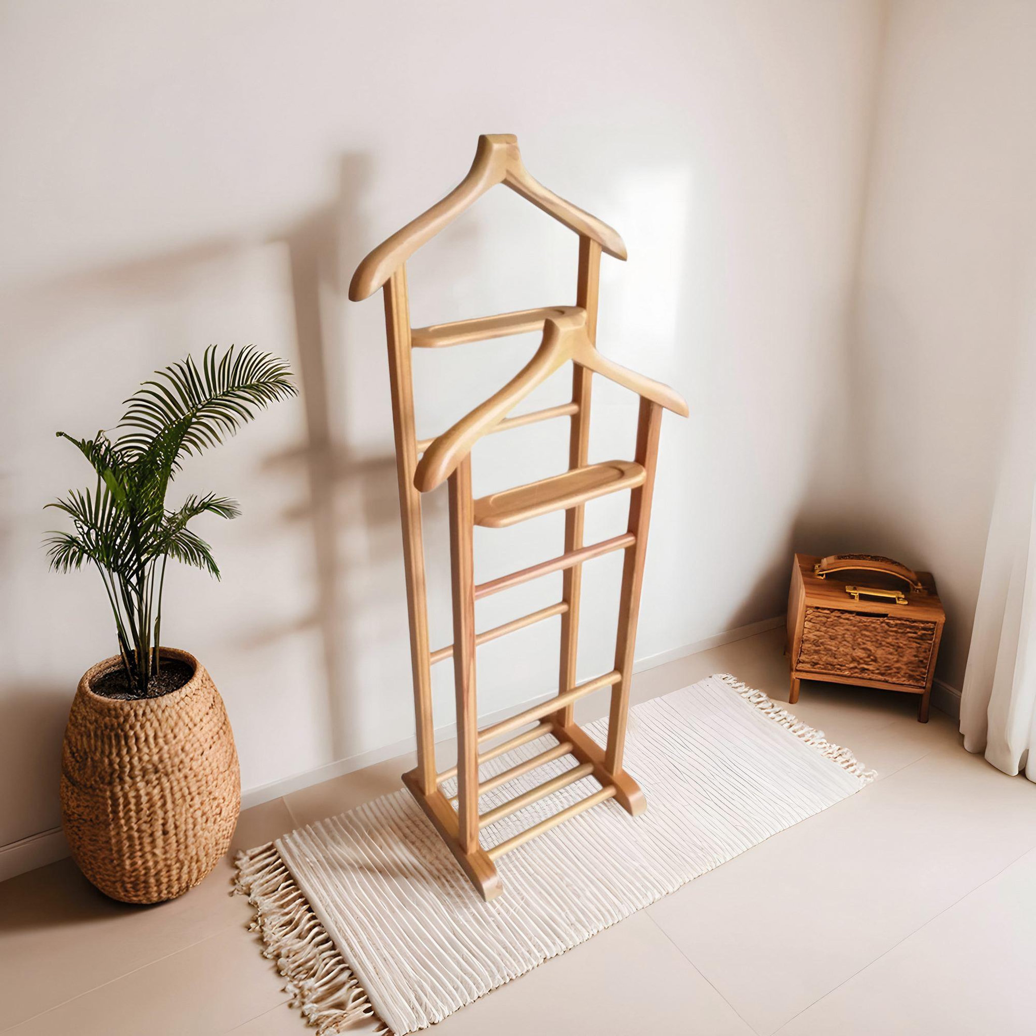 Voir la diapositive 4 : Habitat et Jardin Portant à vêtement en bois  beta  - 33 x 46 x 120 cm - beige