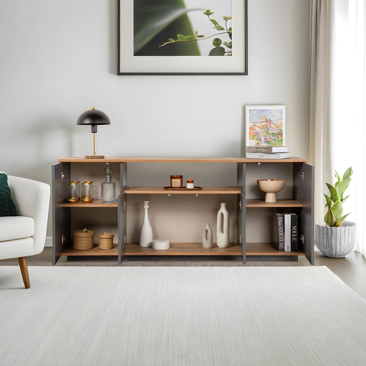 Habitat et Jardin Buffet en bois  Arista  - 180 x 44 x 75 cm - Gris anthracite