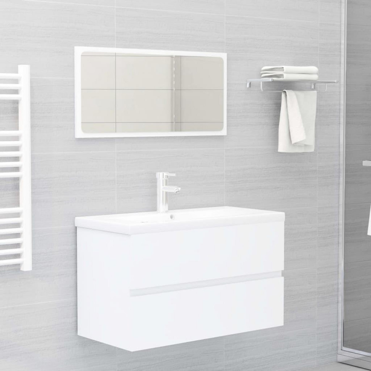 VIDAXL Meubles de salle de bain blanc bois d'ingenierie
