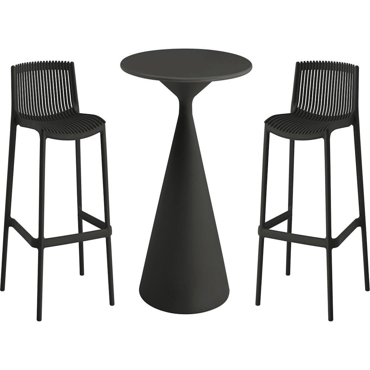 Habitat et Jardin Table et chaises hautes de jardin bistrot empilables  Néora  - 2 places - Noir
