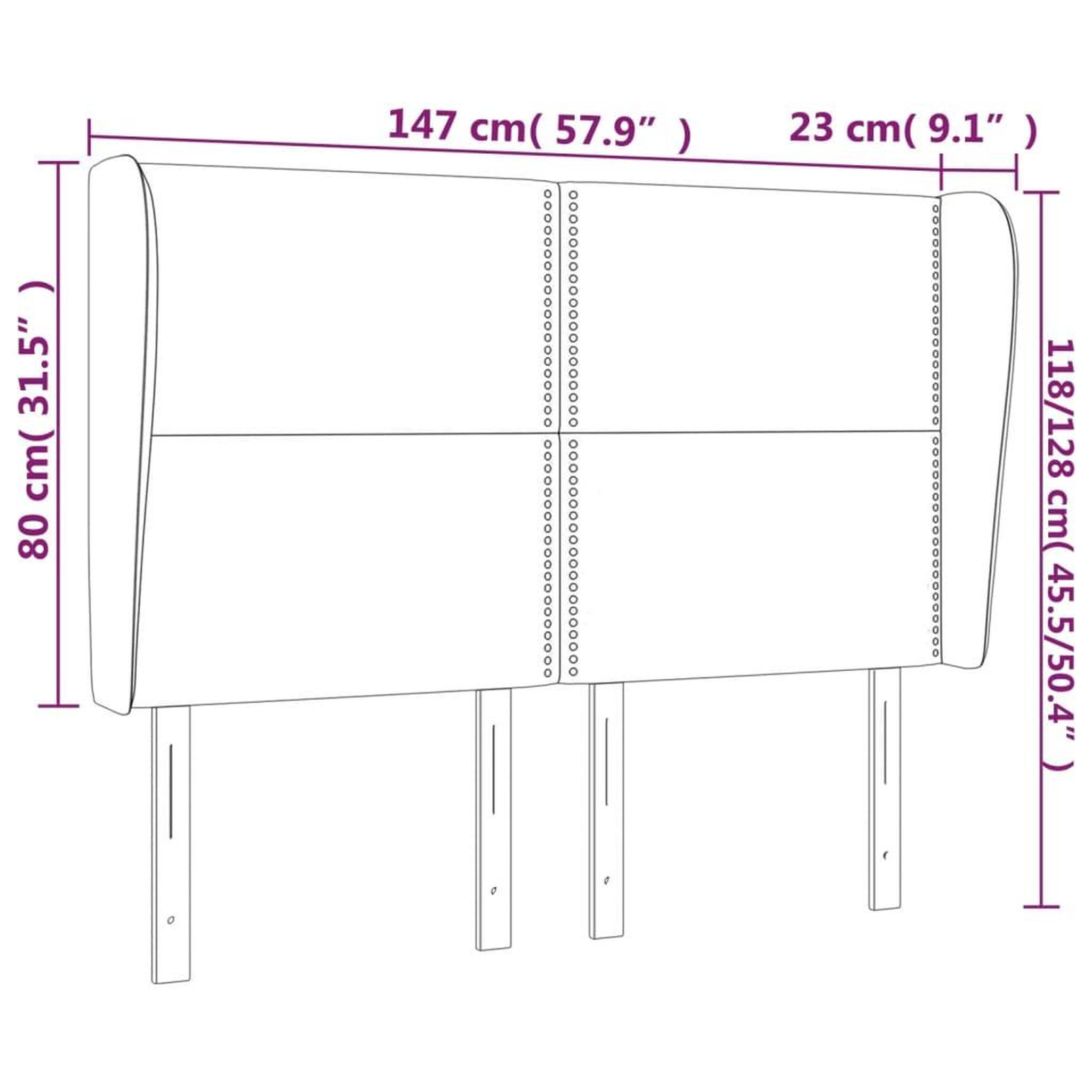 Voir la diapositive 6 : VIDAXL Tete de lit avec oreilles Marron fonce 147x23x118/128 cm Tissu