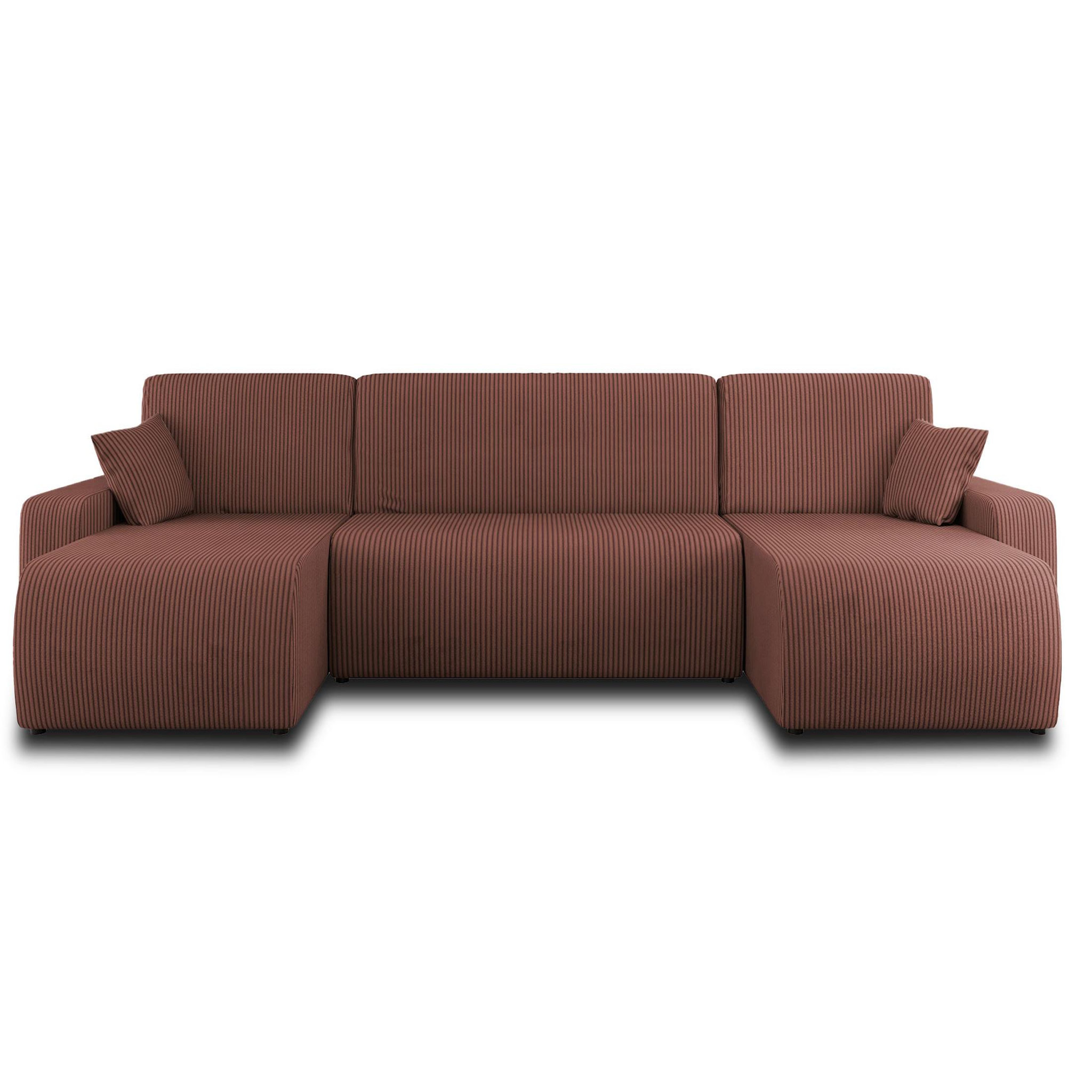 Voir la diapositive 6 : BEST MOBILIER Artemisa - canapé panoramique en u - 7 places - convertible avec coffre - en velours côtelé