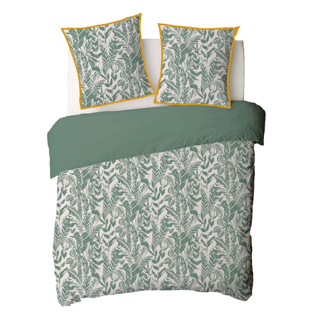 FUTURE HOME Parure de lit 2 personnes tropical réversible unie