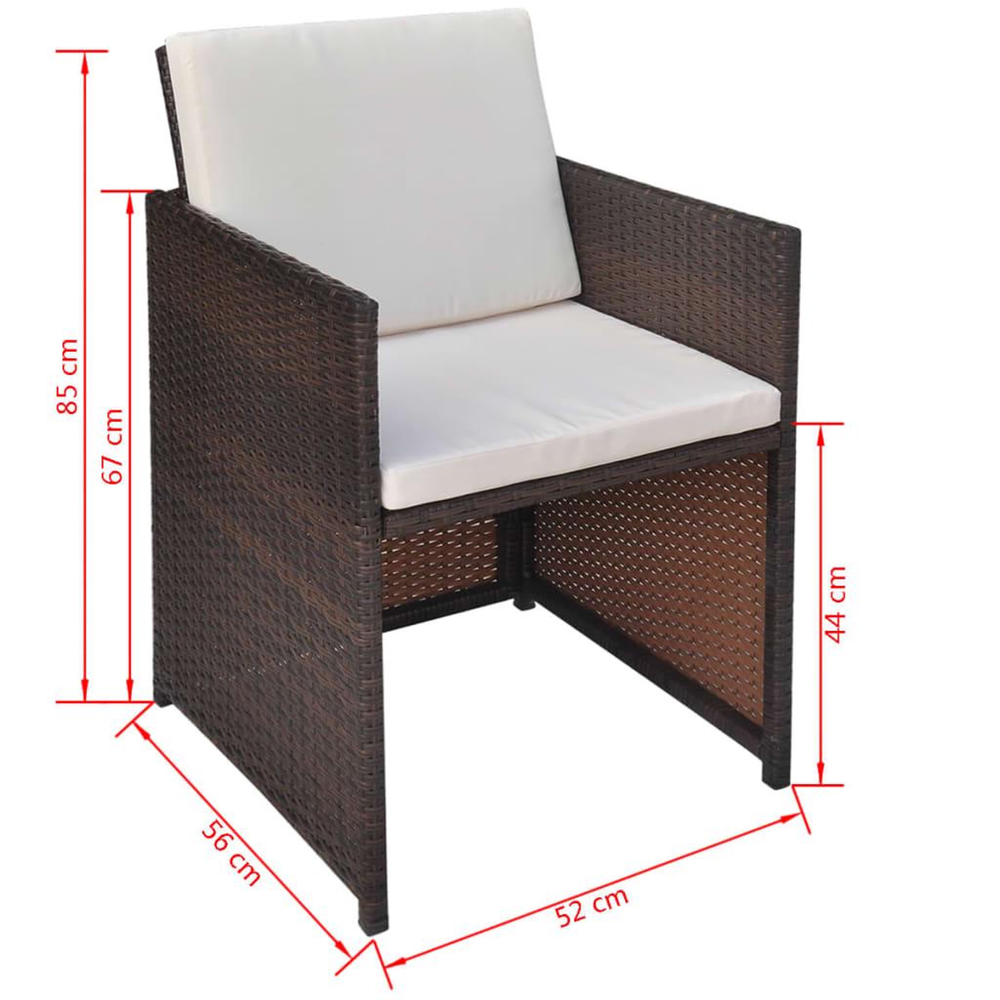 Voir la diapositive 3 : VIDAXL Chaises de jardin lot de 2 avec coussins Resine tressee Marron