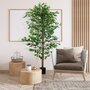 Voir la diapositive 4 : HOMCOM Arbre artificiel plante artificiel ficus hauteur 1,8 m tronc branches liane lichen feuilles grand réalisme pot inclus
