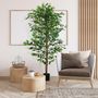 Voir la diapositive 4 : HOMCOM Arbre artificiel plante artificiel ficus hauteur 1,8 m tronc branches liane lichen feuilles grand réalisme pot inclus