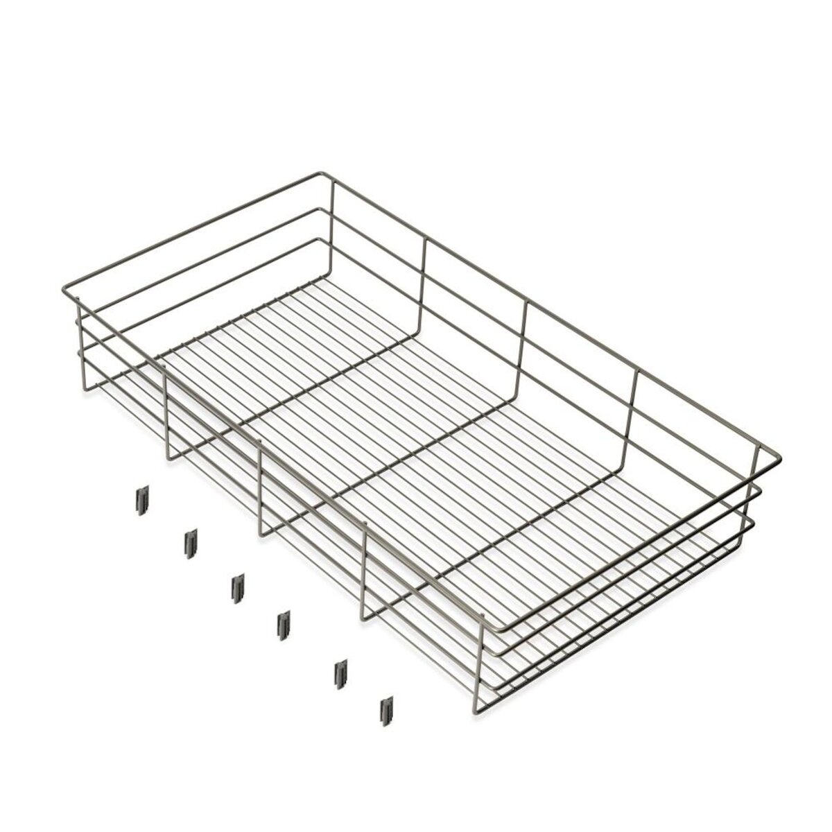 EMUCA SRL Tiroir en fil métallique pour armoires et dressings Quartz -  740mm (M90) -  Acier -  Titane