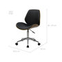 Voir la diapositive 4 : Rendez vous déco Chaise de bureau pivotante en bois en PU noir-Archie
