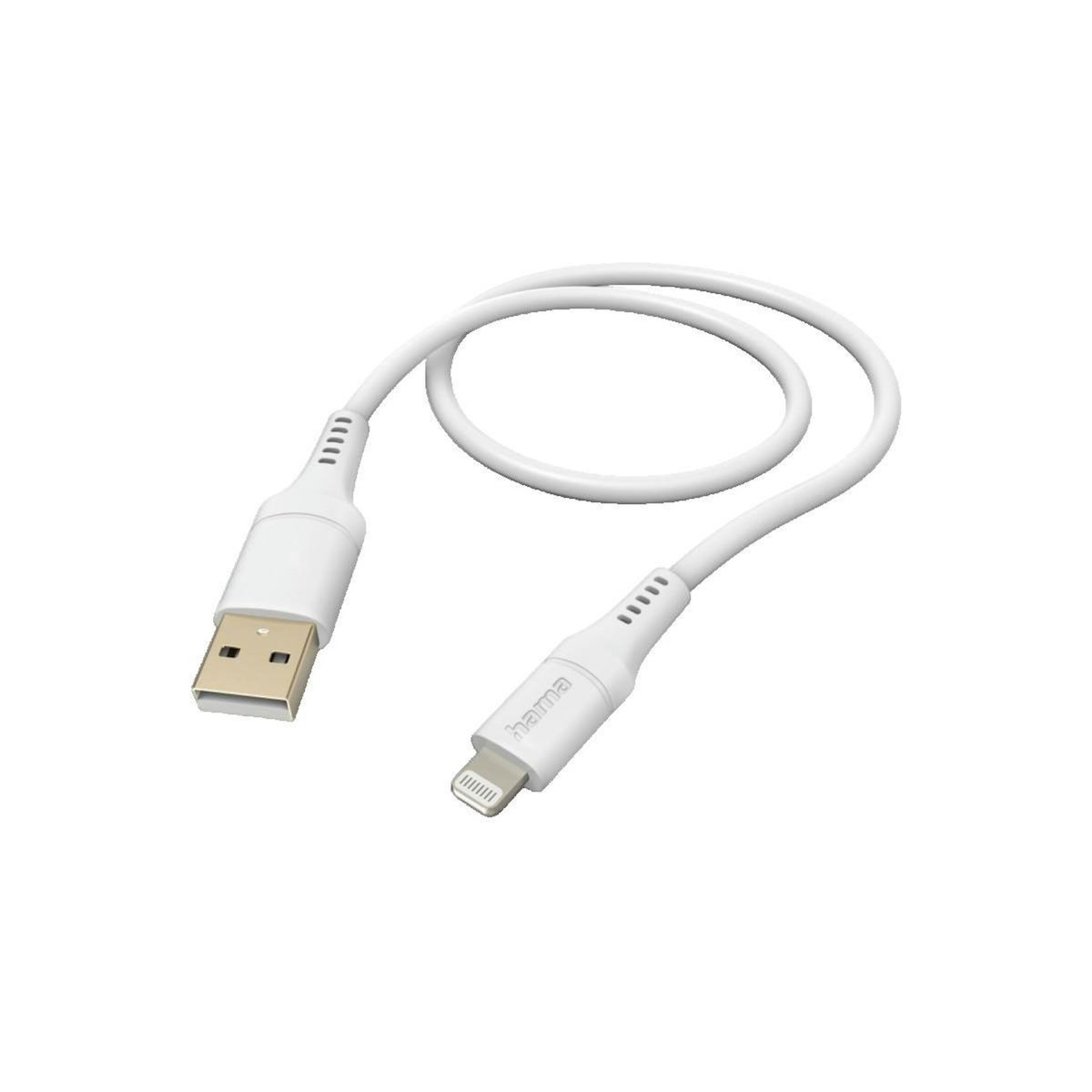 Hama Câble Hama Flexible 1,5 m Silicone Blanc