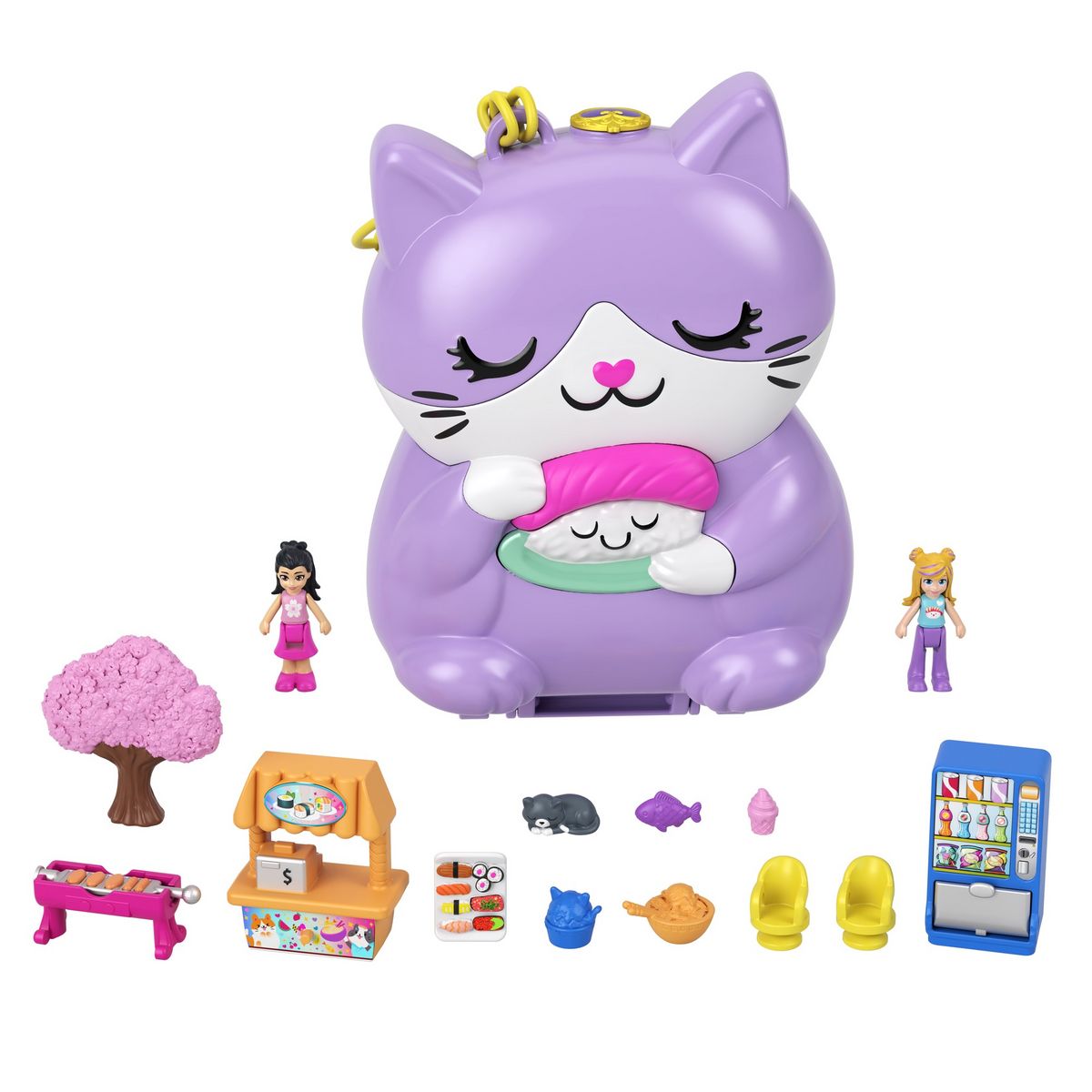 POLLY POCKET Mini poupée Polly Pocket - Coffret chat restaurant