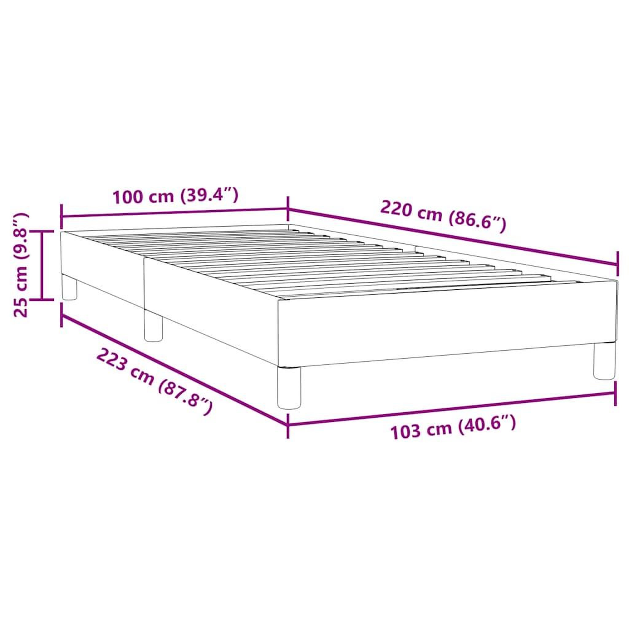 Voir la diapositive 6 : VIDAXL Sommier a lattes de lit sans matelas gris fonce 100x220cm