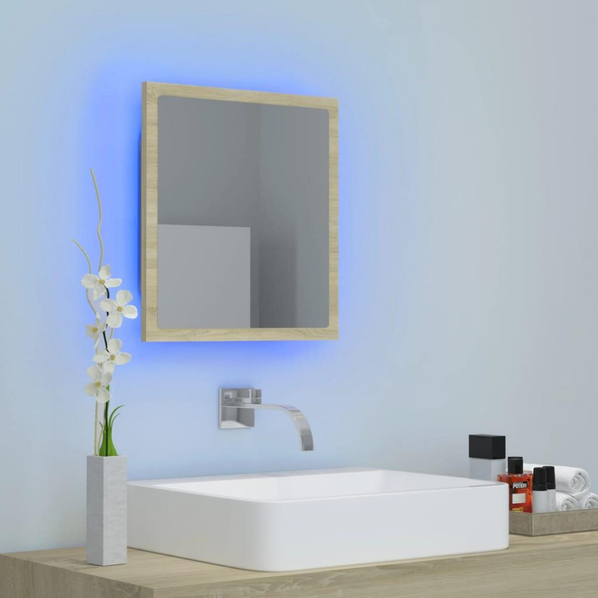 VIDAXL Miroir LED de salle de bain Chene sonoma 40x8,5x37 cm Acrylique