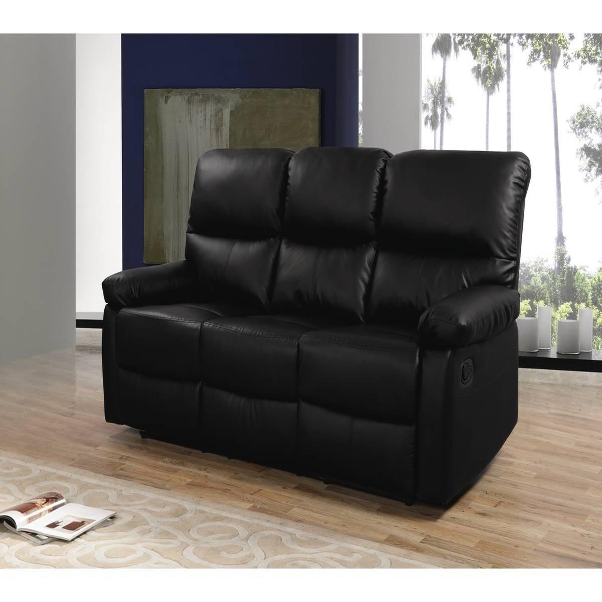 Voir la diapositive 2 : Habitat et Jardin Canapé relax  lincoln  - 197 x 89 x 103 cm - 3 places - noir