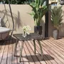 OUTSUNNY Table basse de jardin style cosy chic table d'appoint métal époxy résine tressée imitation rotin gris