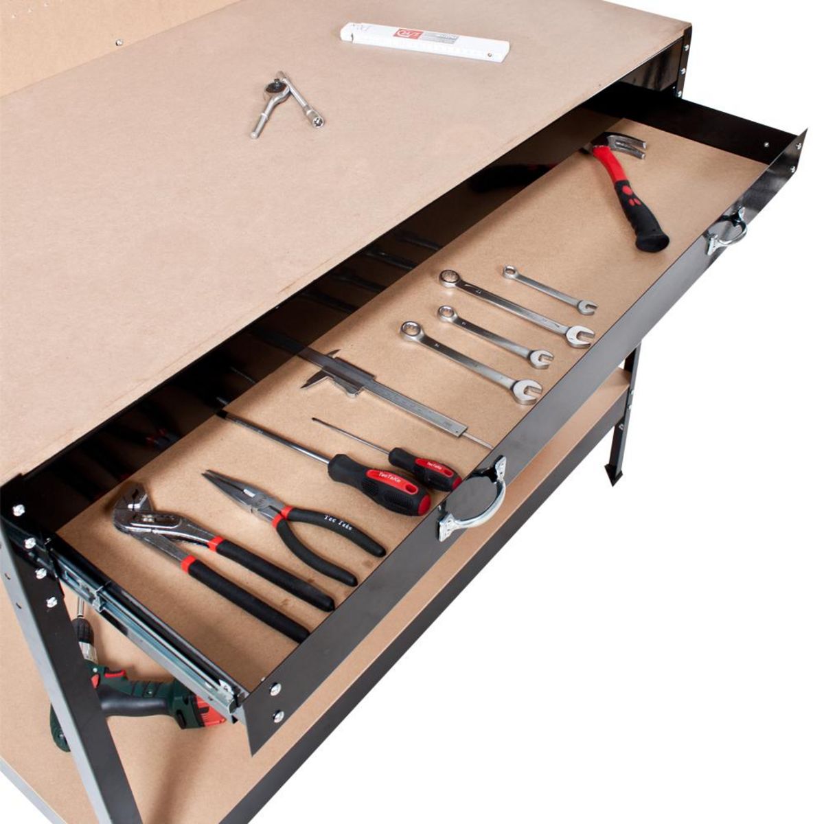 tectake Établi avec panneau perforé noir